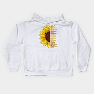 Sunflower, Christian, Religious, Thankful Grateful Blessed Kids Hoodie